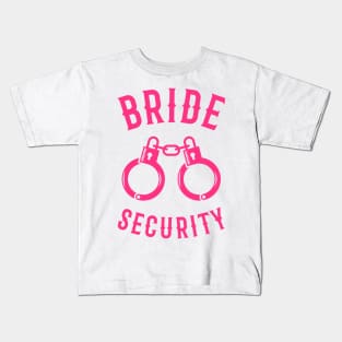 Bride Security – Handcuffs (Hen Party / Neonpink) Kids T-Shirt